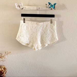 Cream Layered Ambiance Apparel Lace Shorts